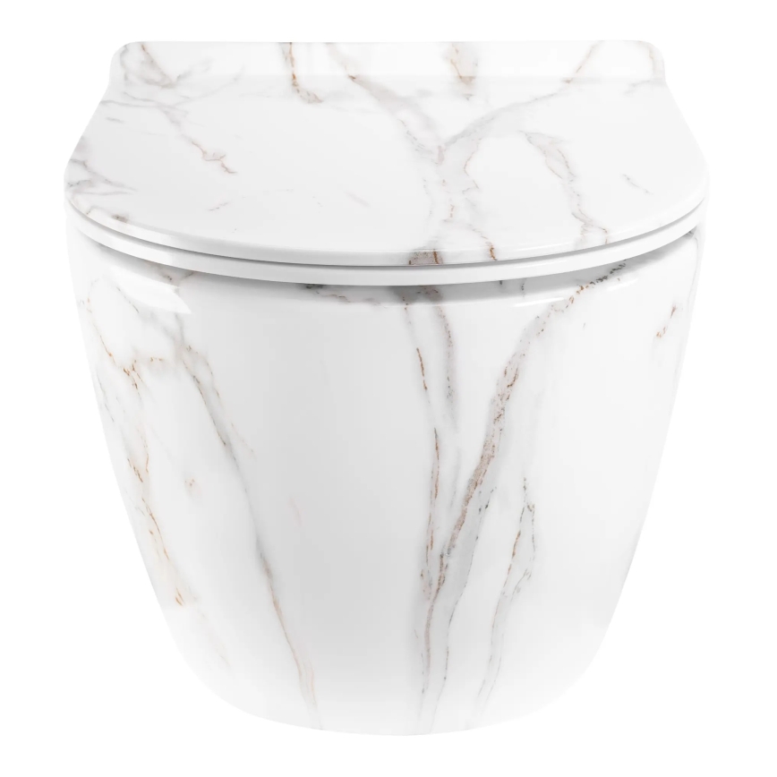 REA-C6390 - WC suspendu avec abattant CARTER TORNADO RIMLESS céramique/imitation pierre