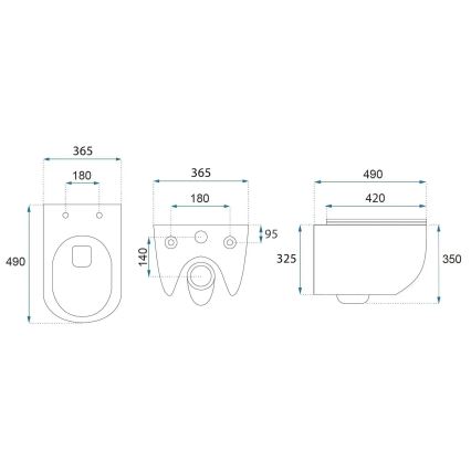 REA-C6806 - WC suspendu avec abattant CARLO MINI TORNADO RIMLESS céramique/blanc/doré