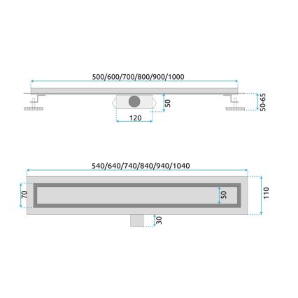 REA-G2502 - Scarico lineare NEOX 70 cm in acciaio inossidabile