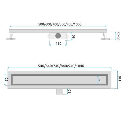 REA-G2562 - Caniveau d'évacuation NEOX 70 cm en acier inoxydable / doré