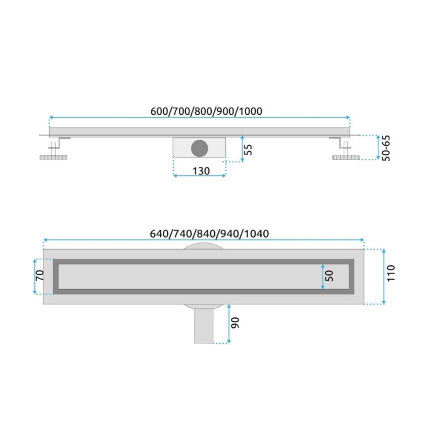REA-G2703 - Caniveau d'évacuation NEOX PRO 80 cm acier inoxydable/doré brossé