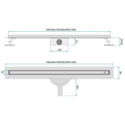 REA-G2710 - Canalina di scarico NEOX SLIM 70 cm, acciaio inox/nero