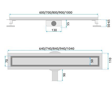 REA-G4800 - Caniveau d'évacuation NEOX PRO 60 cm, cuivre brossé