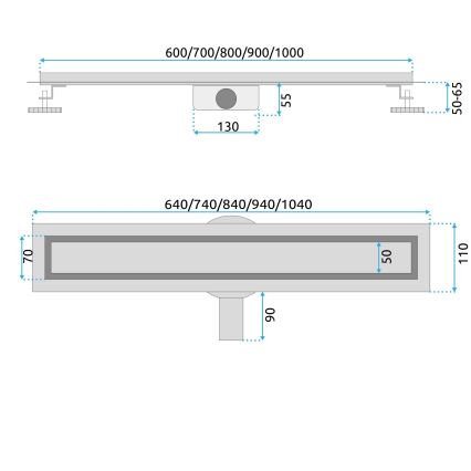 REA-G4802 - Canalina di scarico NEOX PRO 80 cm in rame spazzolato