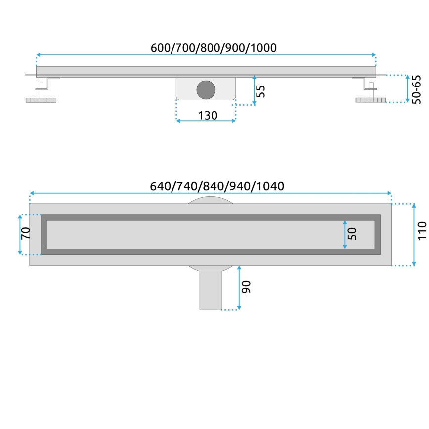 REA-G4802 - Canalina di scarico NEOX PRO 80 cm in rame spazzolato
