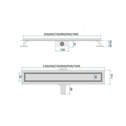 REA-G5808 - Canalina di scarico NEOX PRO 70 cm in acciaio inossidabile