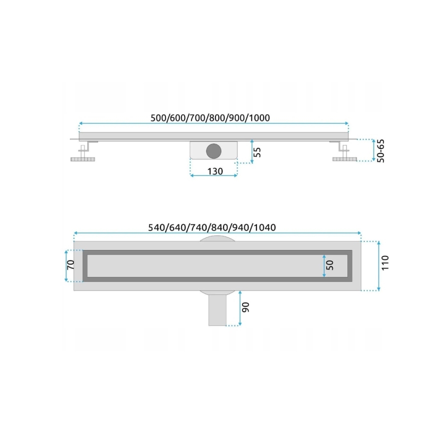 REA-G5809 - Caniveau d'évacuation NEOX PRO 80 cm en acier inoxydable