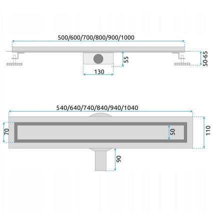 REA-G5811 - Caniveau d'évacuation NEOX PRO 100 cm nickel
