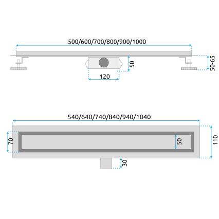 REA-G6602 - Ablaufrinne PURE NEOX 70 cm matt schwarz
