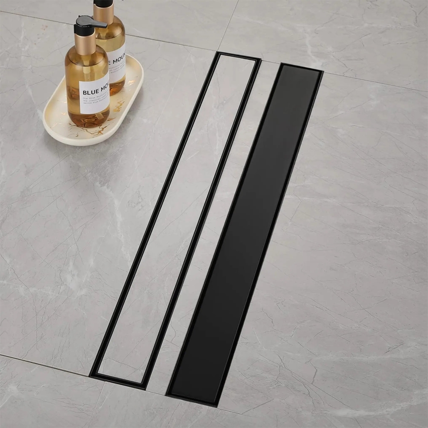 REA-G6602 - Caniveau de douche PURE NEOX 70 cm noir mat