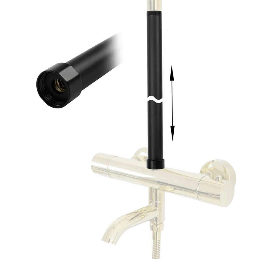 REA-K0880 - Barre d'extension pour ensemble douche/baignoire 51,5 cm noir mat