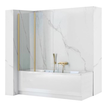 REA-K9777 - Faltbare Badewannenabtrennung AGAT 140x100 cm gebürstetes Gold/klar