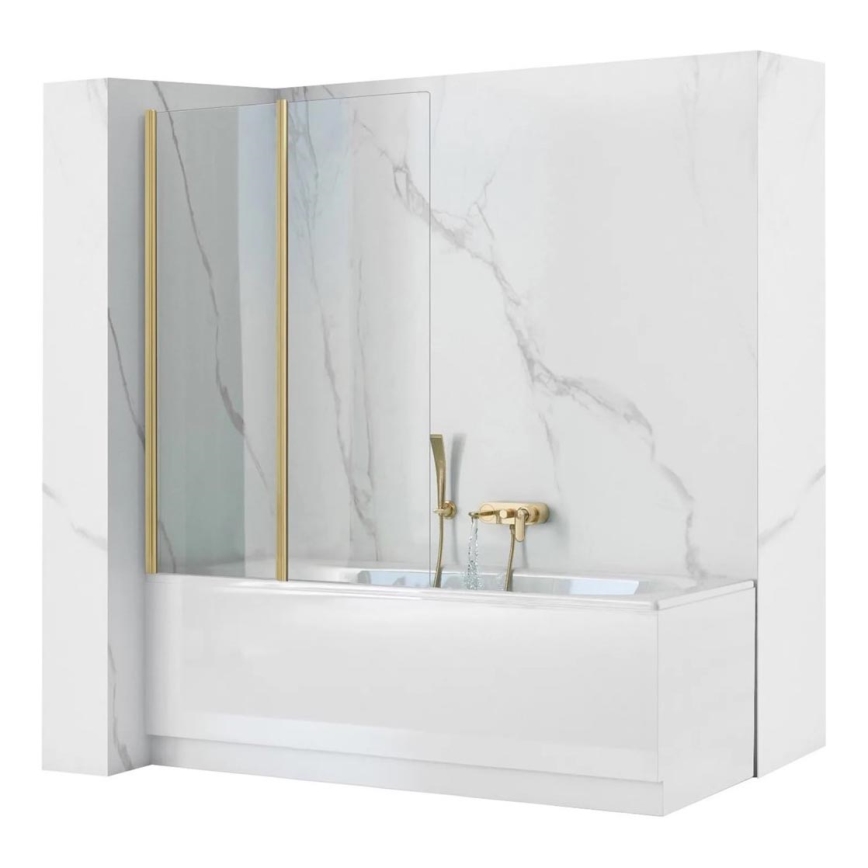 REA-K9777 - Faltbare Badewannenabtrennung AGAT 140x100 cm gebürstetes Gold/klar