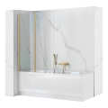 REA-K9777 - Pannello doccia pieghevole per vasca AGAT 140x100 cm, finitura oro spazzolato/vetro trasparente