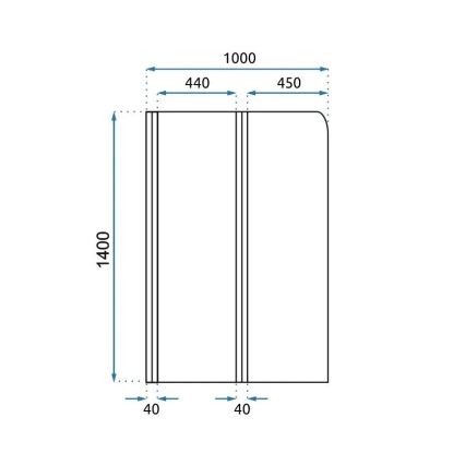 REA-K9777 - Pannello doccia pieghevole per vasca AGAT 140x100 cm, finitura oro spazzolato/vetro trasparente