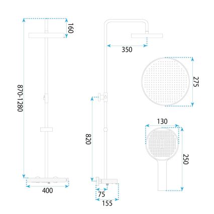 REA-P0353 - Ensemble de douche avec mitigeur FAREL, finition blanc mat