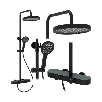 REA-P0360 - Ensemble de douche CREO avec mitigeur, noir mat
