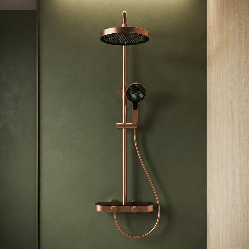REA-P0362 - Ensemble de douche avec mitigeur CREO en cuivre brossé