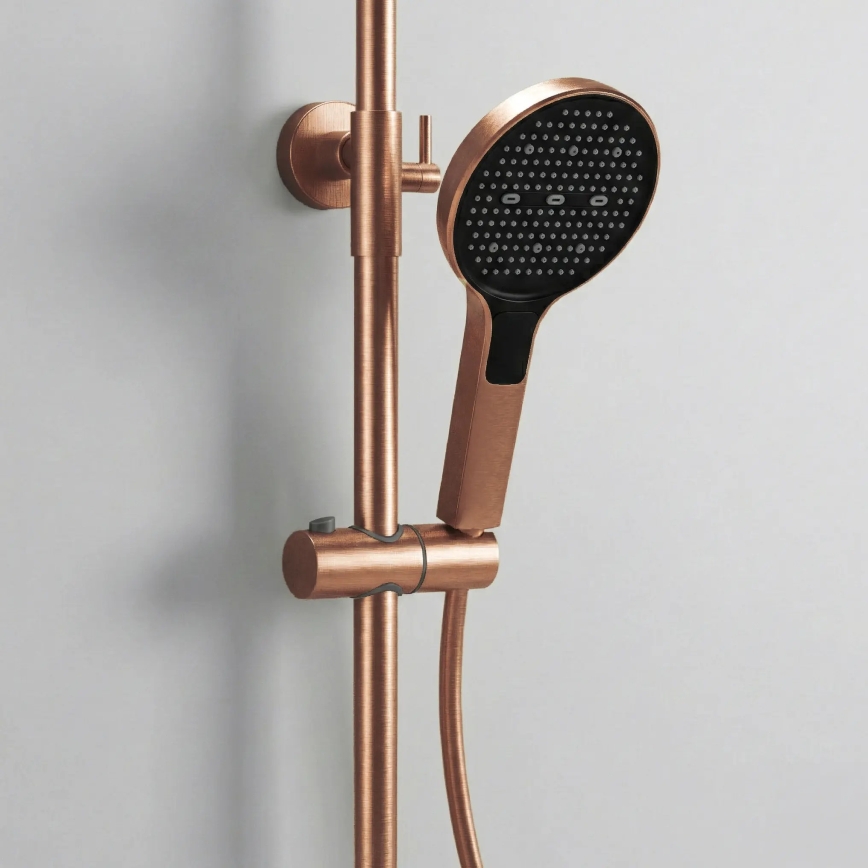 REA-P0362 - Ensemble de douche avec mitigeur CREO en cuivre brossé
