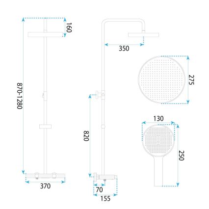REA-P0362 - Ensemble de douche avec mitigeur CREO en cuivre brossé