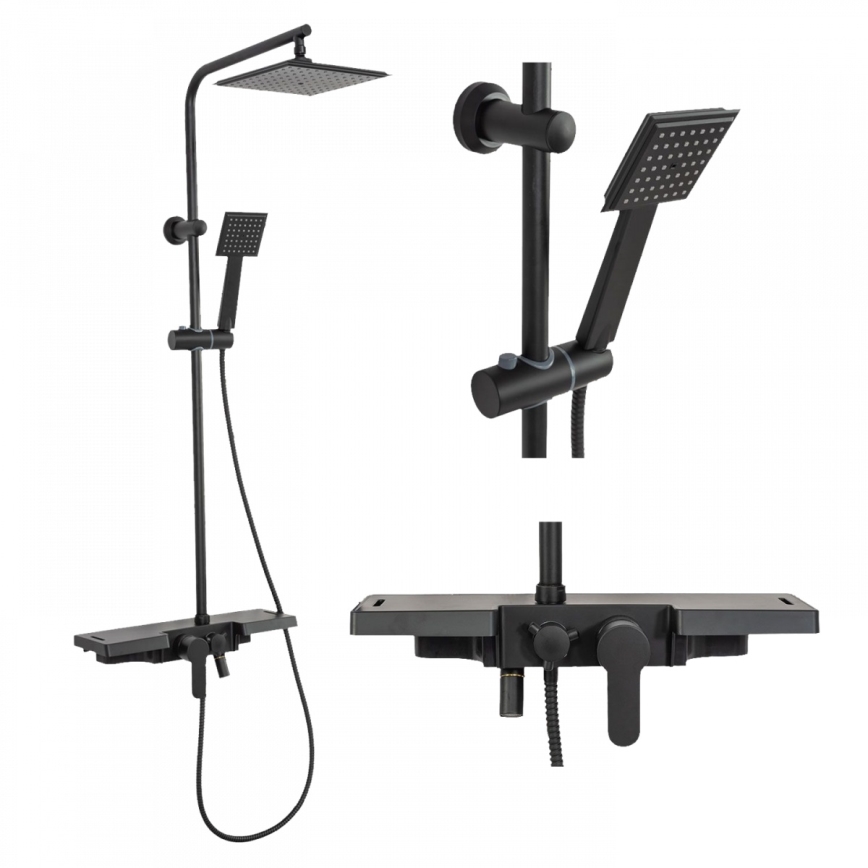 REA-P0636 - Duschset mit Armatur BRAVO matt schwarz