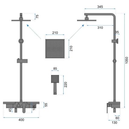 REA-P0636 - Duschset mit Armatur BRAVO matt schwarz