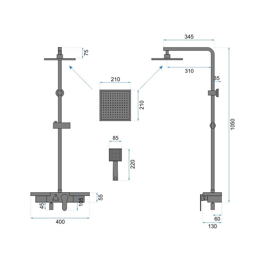 REA-P0636 - Set doccia BRAVO nero opaco