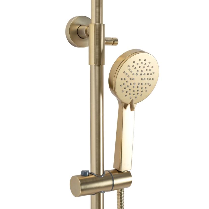 REA-P2323 - Kit de douche avec mitigeur thermostatique PAROT, finition dorée brossée