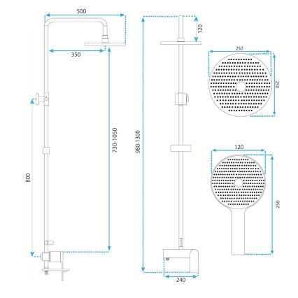 REA-P2418 - Ensemble de douche avec mitigeur AVALON, finition cuivre brossé