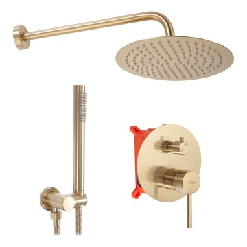 REA-P4160 - Ensemble de douche avec mitigeur encastré LUNGO, finition dorée brossée