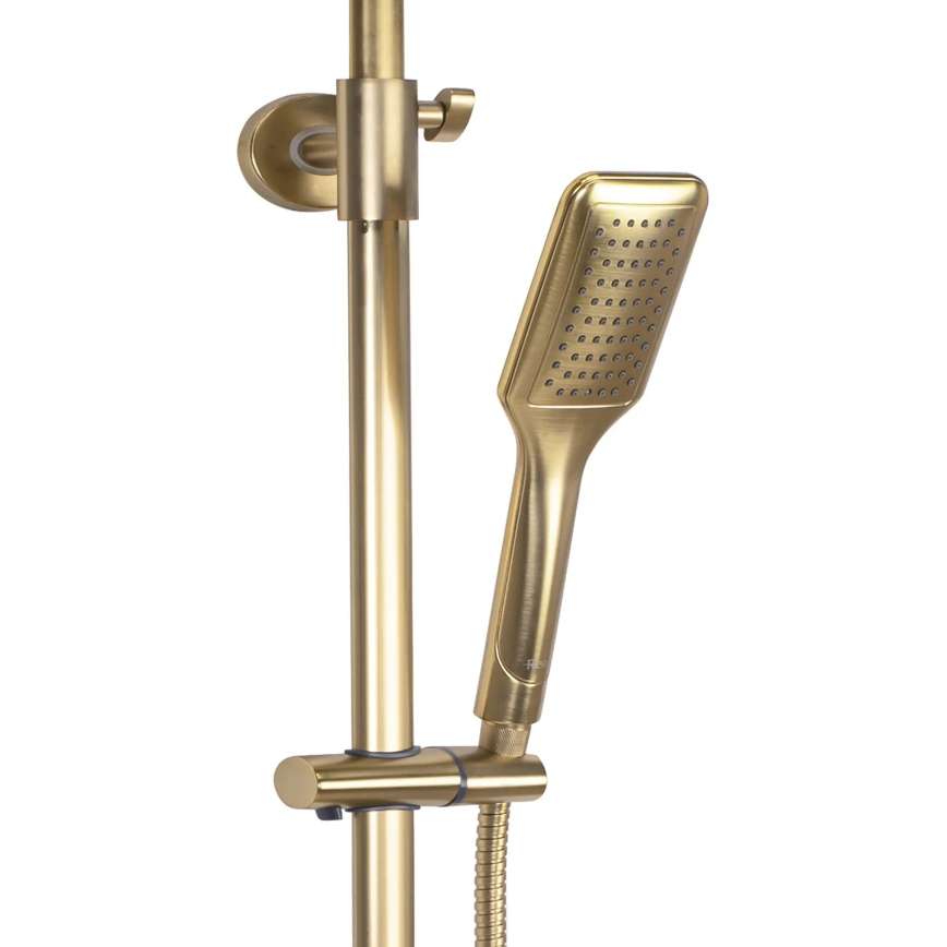 REA-P5004 - Set doccia TOM con miscelatore termostatico, finitura oro spazzolata