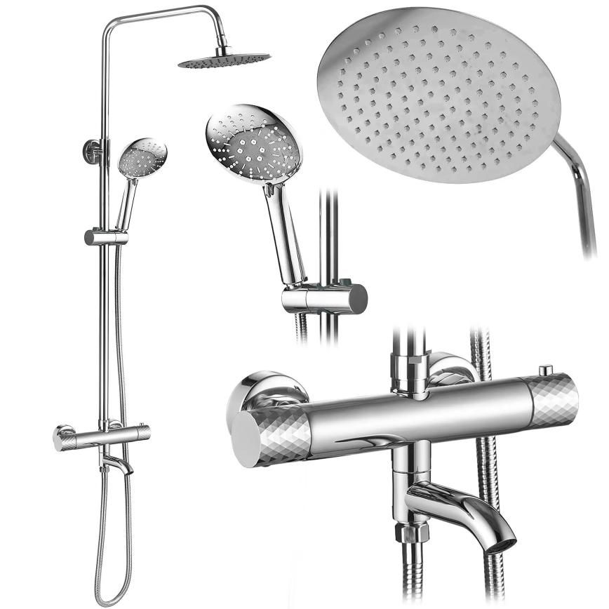 REA-P5961 - Duschgarnitur mit Thermostatarmatur LUNGO DIAMOND, hochglanzverchromt