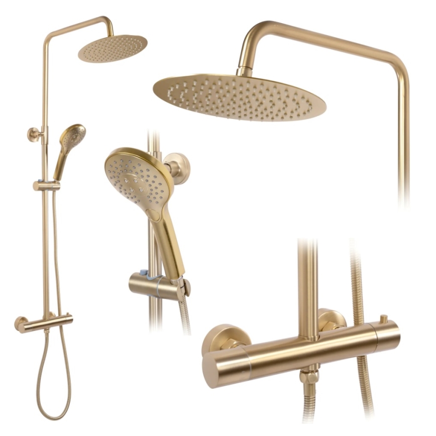 REA-P6602 - Duschgarnitur mit thermostatischer Armatur VINCENT, gebürstetes Gold