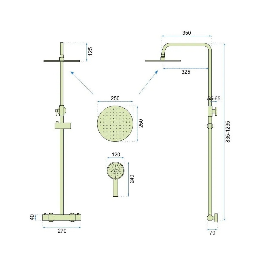 REA-P6602 - Duschgarnitur mit thermostatischer Armatur VINCENT, gebürstetes Gold
