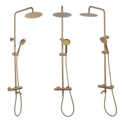 REA-P6604 - Duschset mit Thermostatarmatur LUNGO, gebürstetes Gold