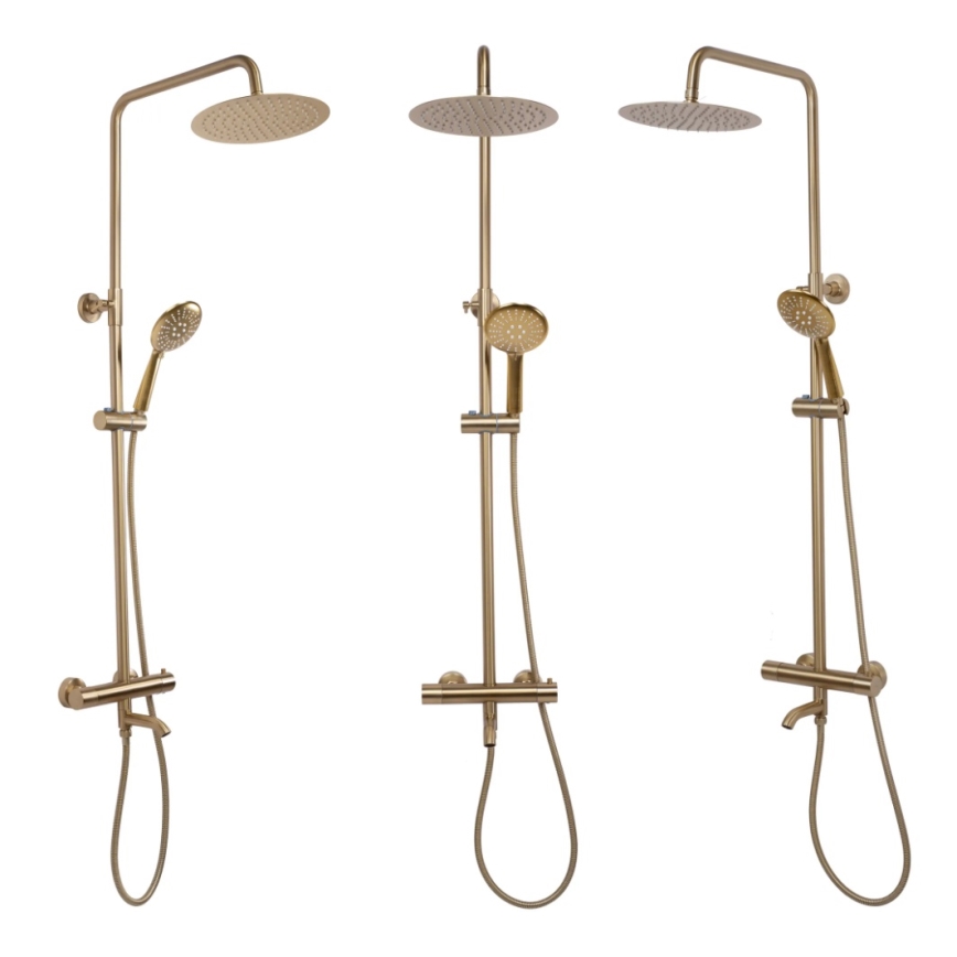 REA-P6604 - Duschset mit Thermostatarmatur LUNGO, gebürstetes Gold