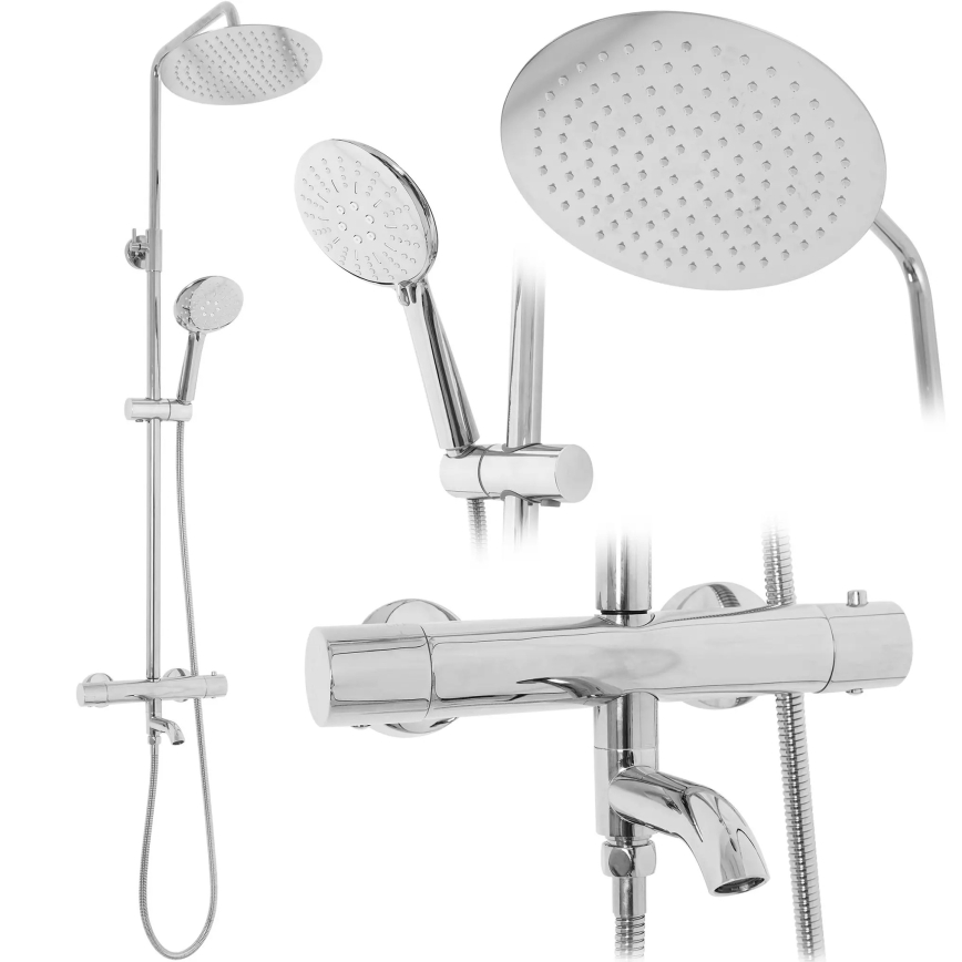 REA-P6607 - Set doccia con miscelatore termostatico LUNGO, cromo lucido