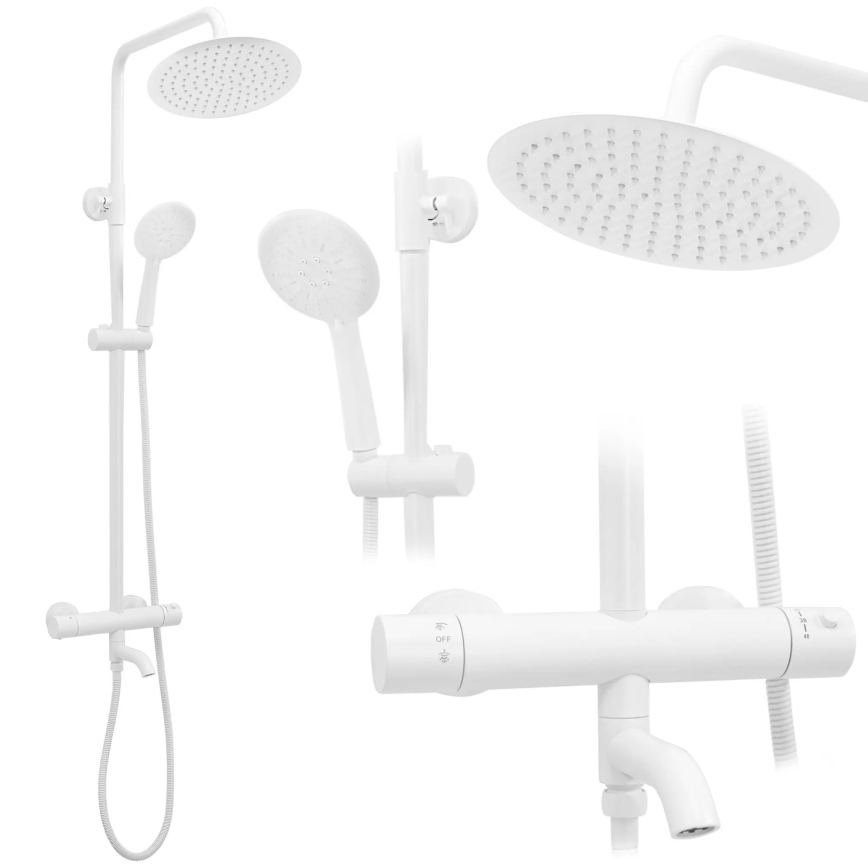 REA-P6608 - Duschset mit Thermostatarmatur LUNGO mattweiß