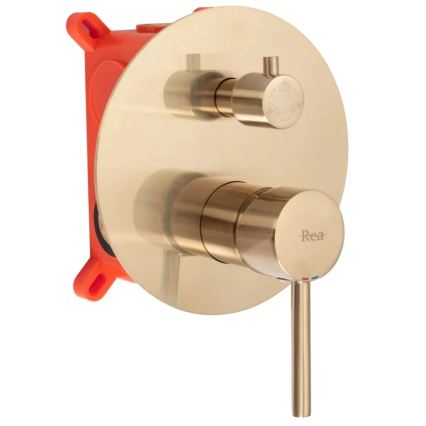 REA-P6609 - Set doccia con miscelatore da incasso LUNGO, oro spazzolato