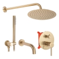 REA-P6609 - Set doccia con miscelatore termostatico da incasso LUNGO oro spazzolato