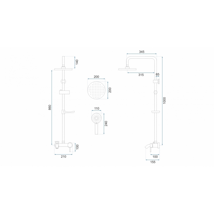 REA-P7005 - Kit de douche LUIS noir mat