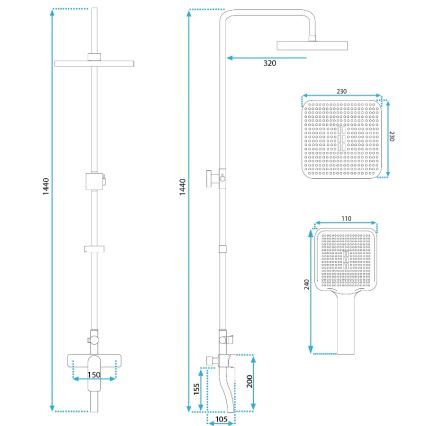 REA-P7841 - Ensemble de douche avec mitigeur ARGUS, finition dorée brossée