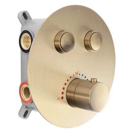 REA-P8551 - Ensemble de douche avec mitigeur thermostatique encastré LUNGO, finition or brossé