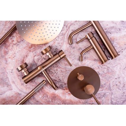 REA-P8807 - Ensemble de douche LUNGO avec mitigeur thermostatique, finition cuivre brossé