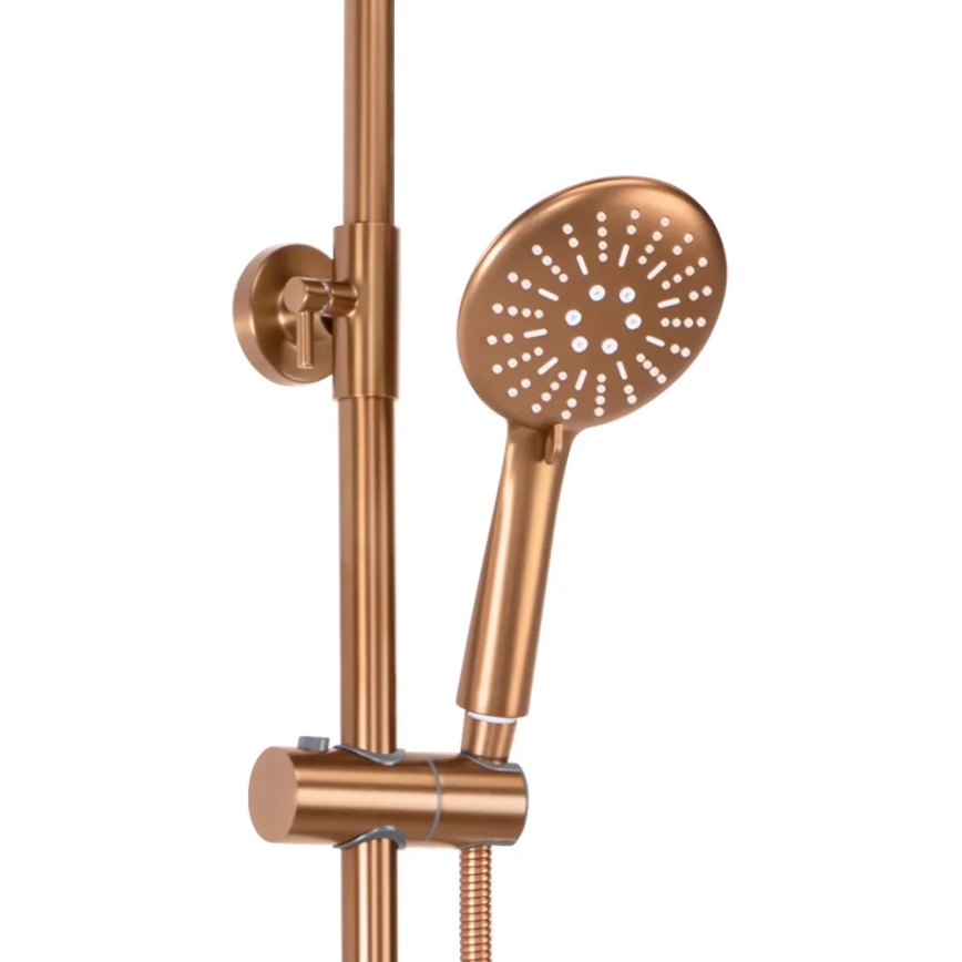 REA-P8807 - Ensemble de douche LUNGO avec mitigeur thermostatique, finition cuivre brossé