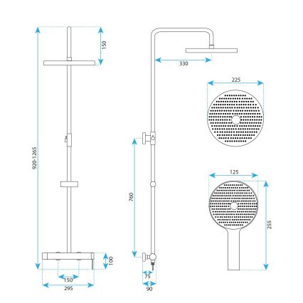 REA-P9498 - Duschset mit RIVO-Armatur in gebürstetem Stahl