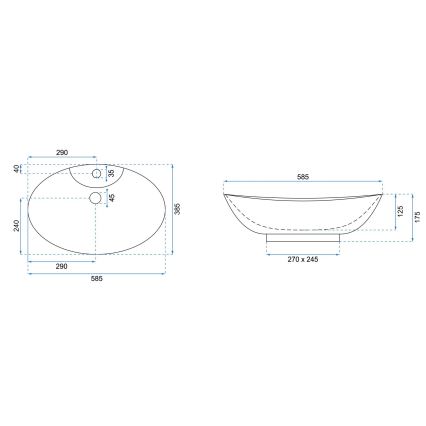 REA-U0160 - Vasque à poser ROSA 38,5x58,5 cm céramique/blanc brillant