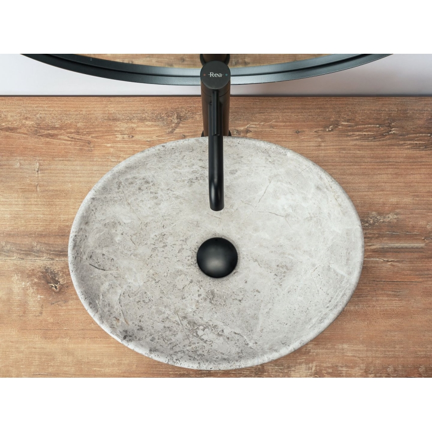 REA-U0165 - Vasque à poser SOFIA 34,5x41 cm céramique/pierre claire