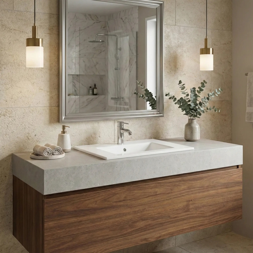 REA-U0190 - Eingelassenes Waschtischbecken DAFNE 46,5 × 72 cm Keramik/glänzend weiß