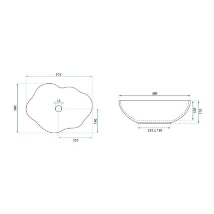REA-U0265 - Vasque à poser PEARL 38x50,5 cm céramique/blanc brillant